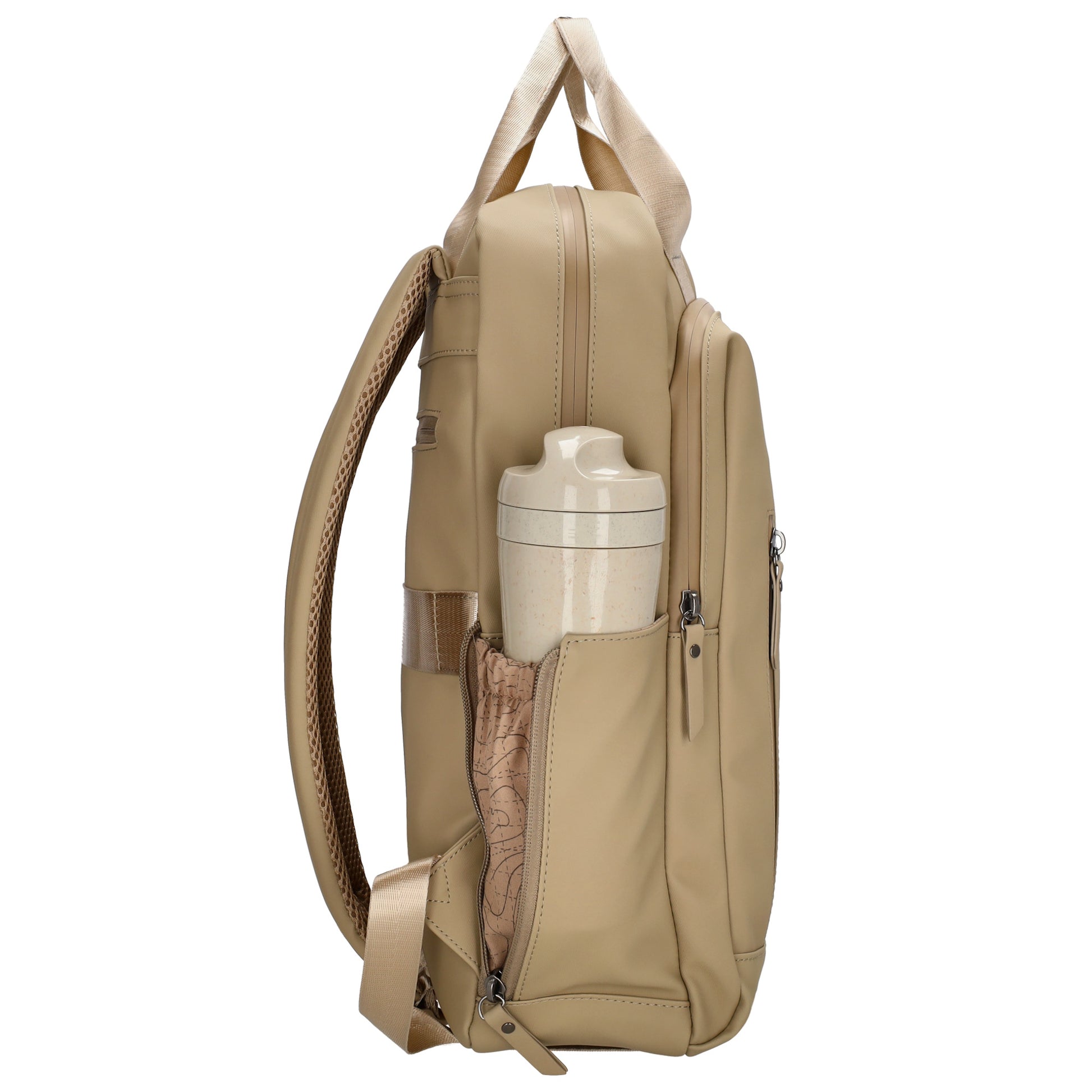 Rucksack 39x28cm in Taupe mit Aufsteckfunktion - leder-accessoires.com
