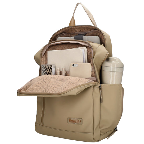 Rucksack 39x28cm in Taupe mit Aufsteckfunktion - leder-accessoires.com