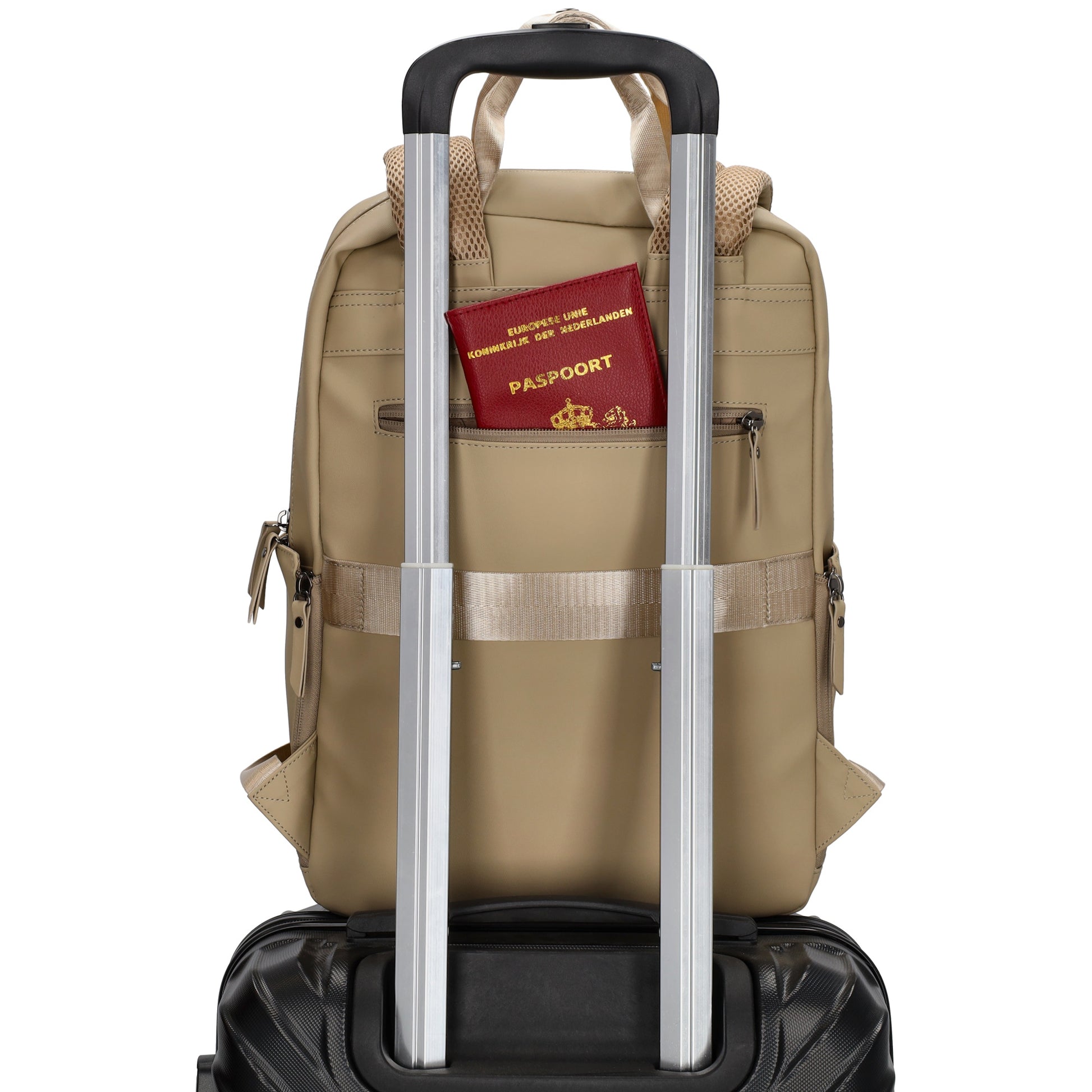 Rucksack 39x28cm in Taupe mit Aufsteckfunktion - leder-accessoires.com