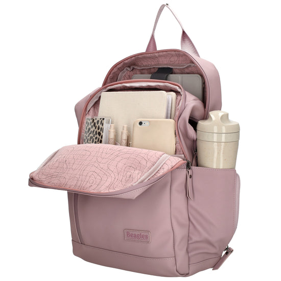 Rucksack 39x28cm in Altrosa mit Aufsteckfunktion - leder-accessoires.com