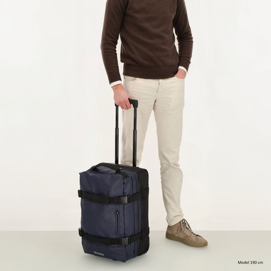 Reisetrolley | Handgepäck 52cm 2-Rad in Blau aus wasserabweisendem Nylon - leder-accessoires.com