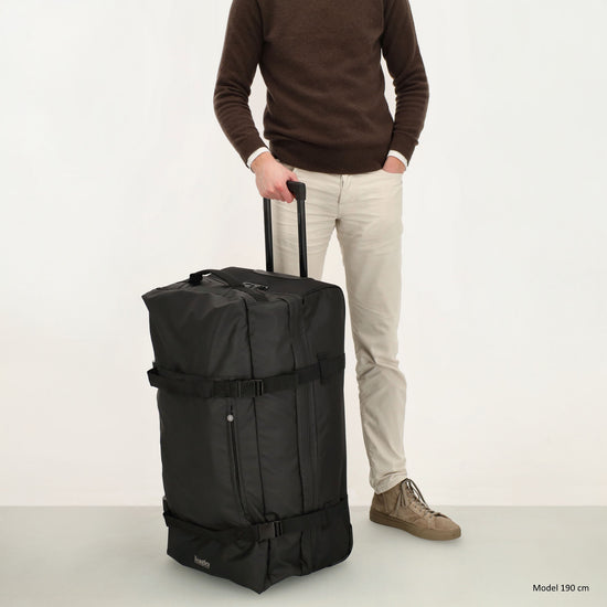 Reisetrolley 76cm 2-Rad in Schwarz aus wasserabweisendem Nylon - leder-accessoires.com