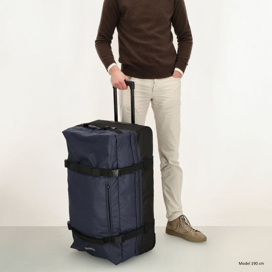 Reisetrolley 76cm 2-Rad in Blau aus wasserabweisendem Nylon - leder-accessoires.com