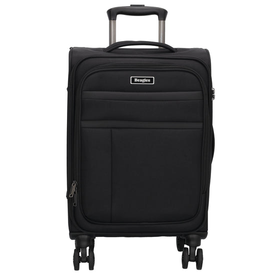 Reisetrolley|Weichgepäck 55cm in Schwarz mit 4-Rad - leder-accessoires.com