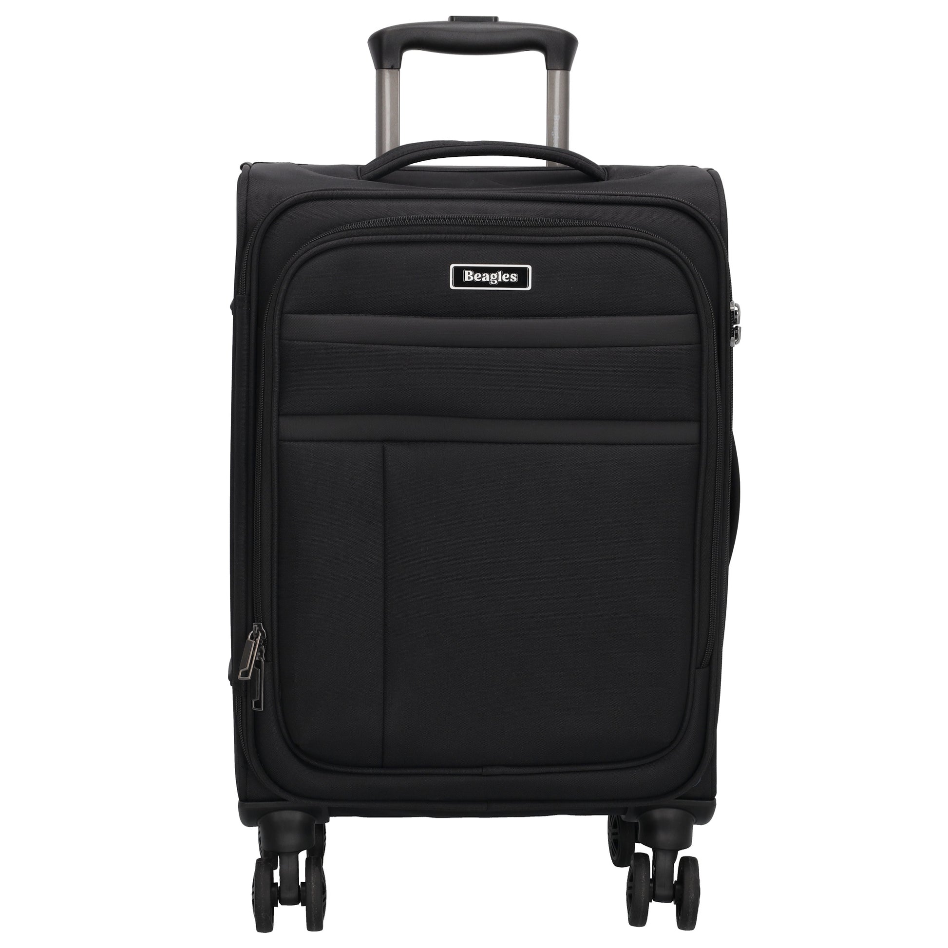 Reisetrolley|Weichgepäck 55cm in Schwarz mit 4-Rad - leder-accessoires.com