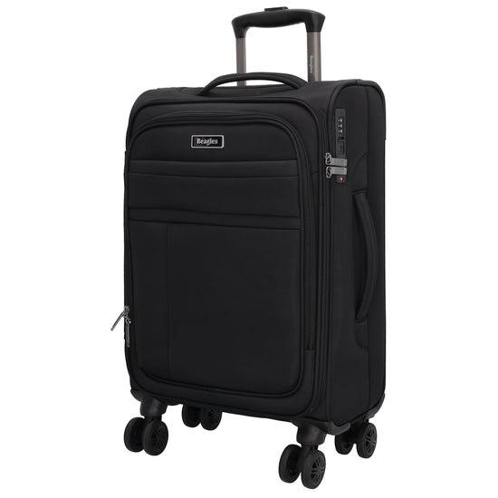 Reisetrolley|Weichgepäck 55cm in Schwarz mit 4-Rad - leder-accessoires.com