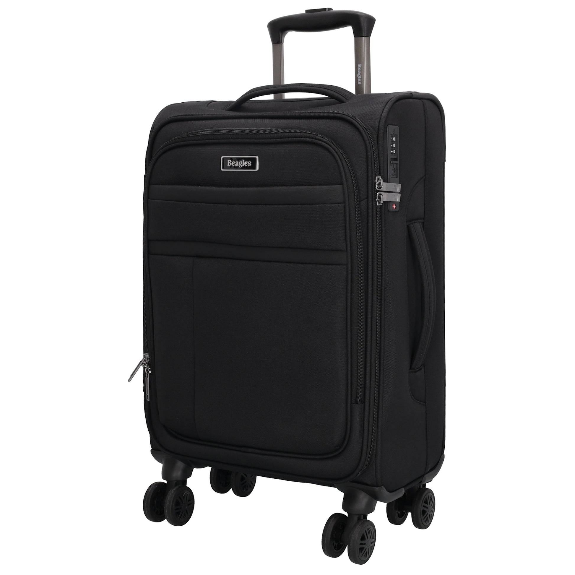 Reisetrolley|Weichgepäck 55cm in Schwarz mit 4-Rad - leder-accessoires.com