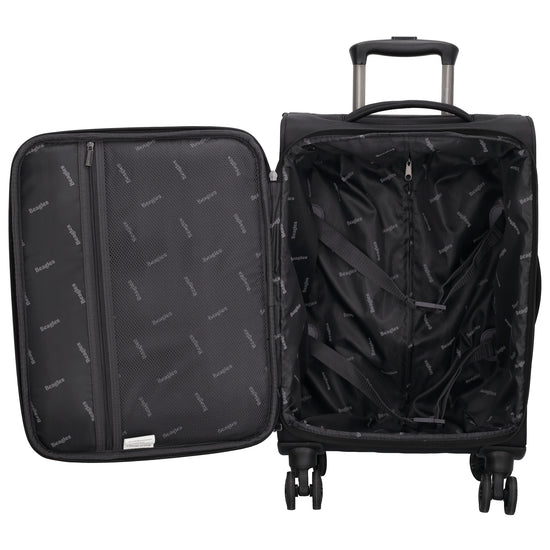 Reisetrolley|Weichgepäck 55cm in Schwarz mit 4-Rad - leder-accessoires.com