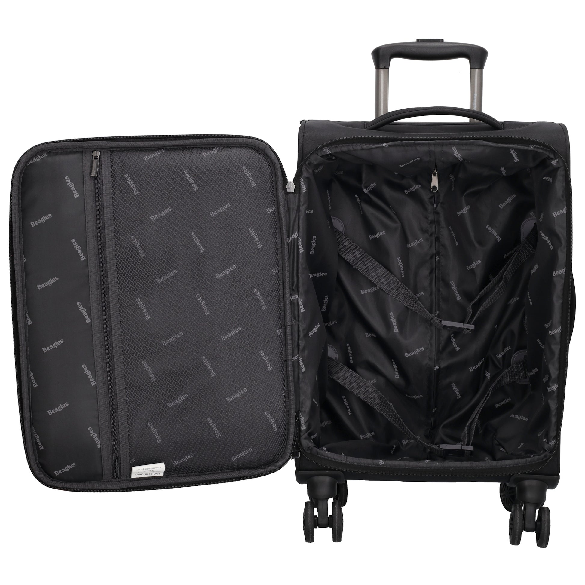 Reisetrolley|Weichgepäck 55cm in Schwarz mit 4-Rad - leder-accessoires.com