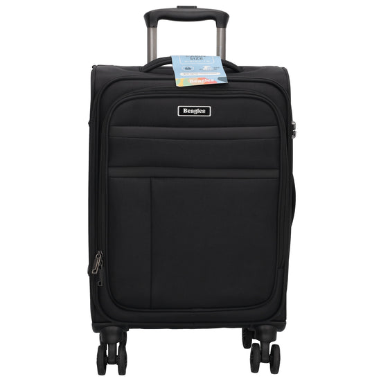 Reisetrolley|Weichgepäck 55cm in Schwarz mit 4-Rad - leder-accessoires.com