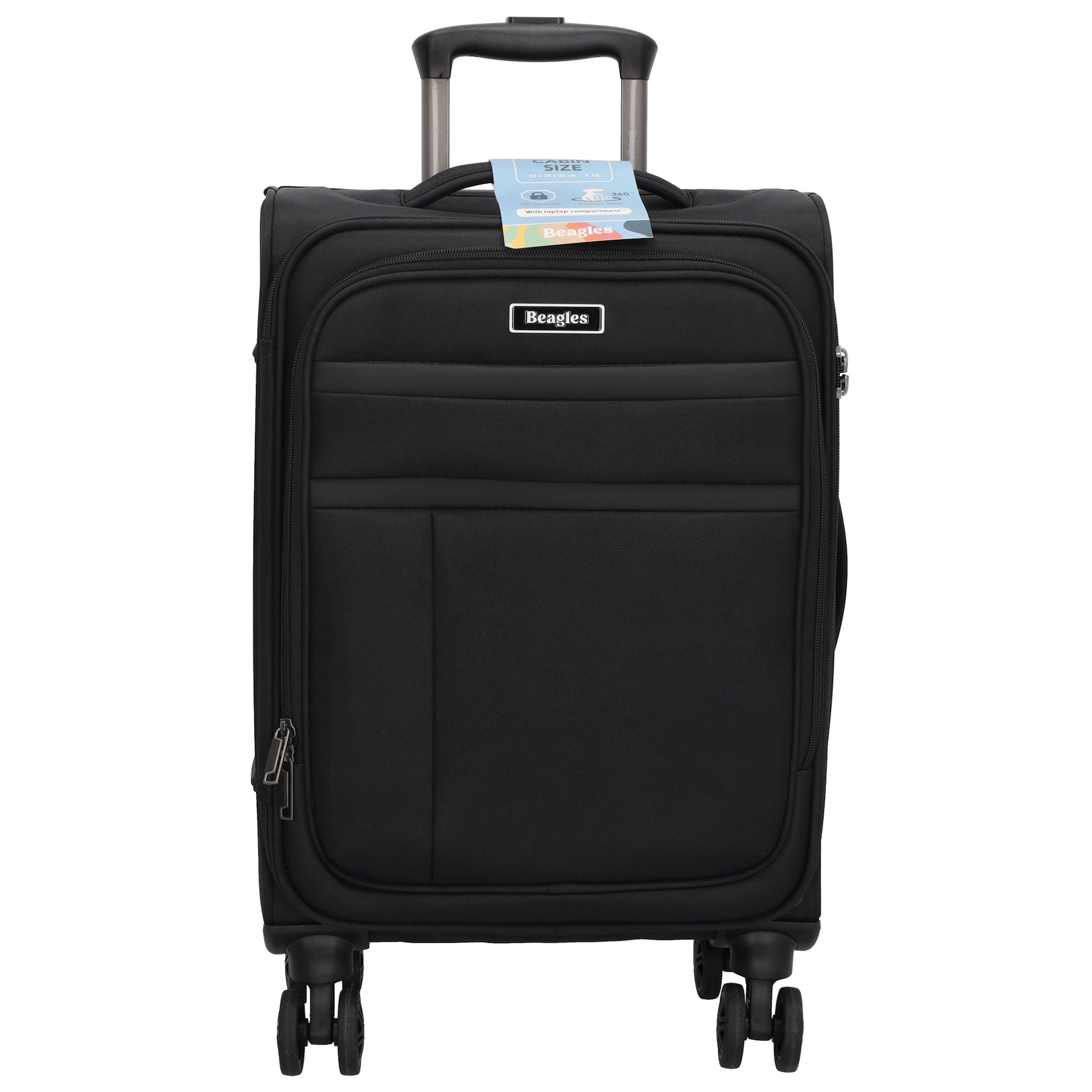 Reisetrolley|Weichgepäck 55cm in Schwarz mit 4-Rad - leder-accessoires.com