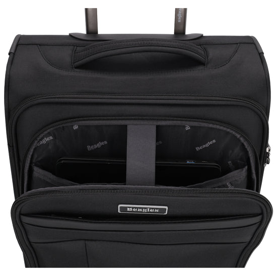 Reisetrolley|Weichgepäck 55cm in Schwarz mit 4-Rad - leder-accessoires.com