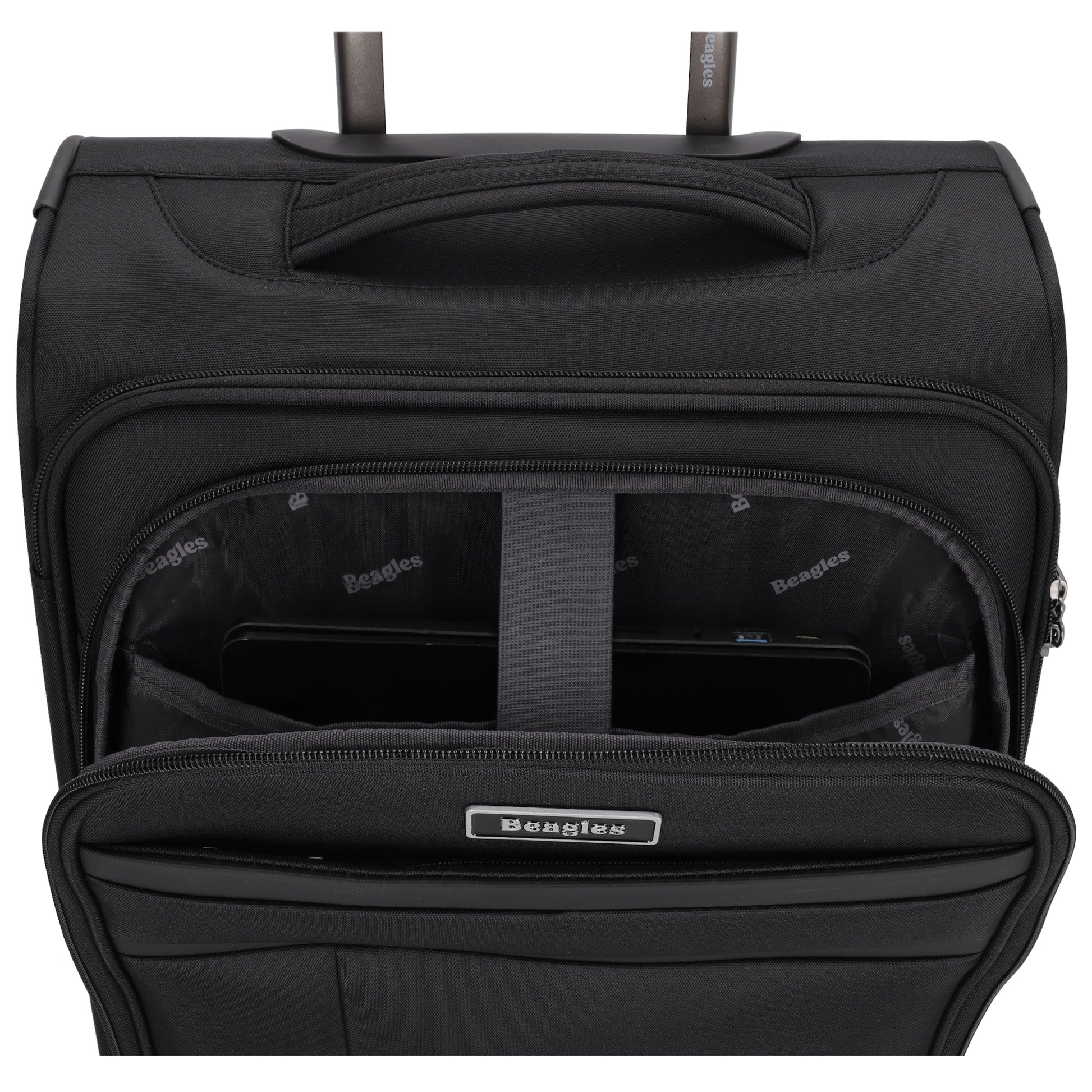 Reisetrolley|Weichgepäck 55cm in Schwarz mit 4-Rad - leder-accessoires.com