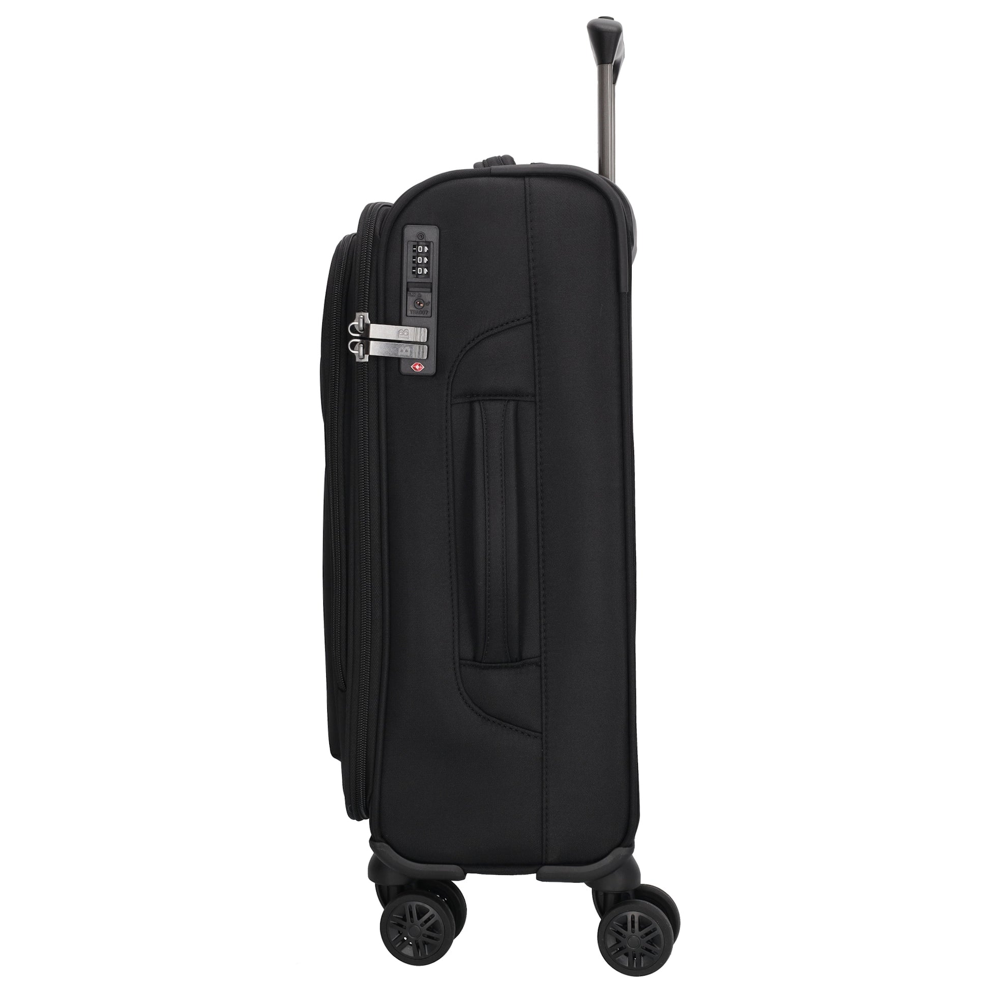 Reisetrolley|Weichgepäck 55cm in Schwarz mit 4-Rad - leder-accessoires.com