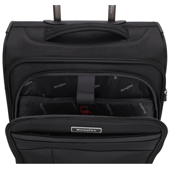 Reisetrolley|Weichgepäck 55cm in Schwarz mit 4-Rad - leder-accessoires.com