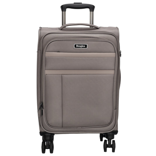 Reisetrolley|Weichgepäck 55cm in Taupe mit 4-Rad - leder-accessoires.com