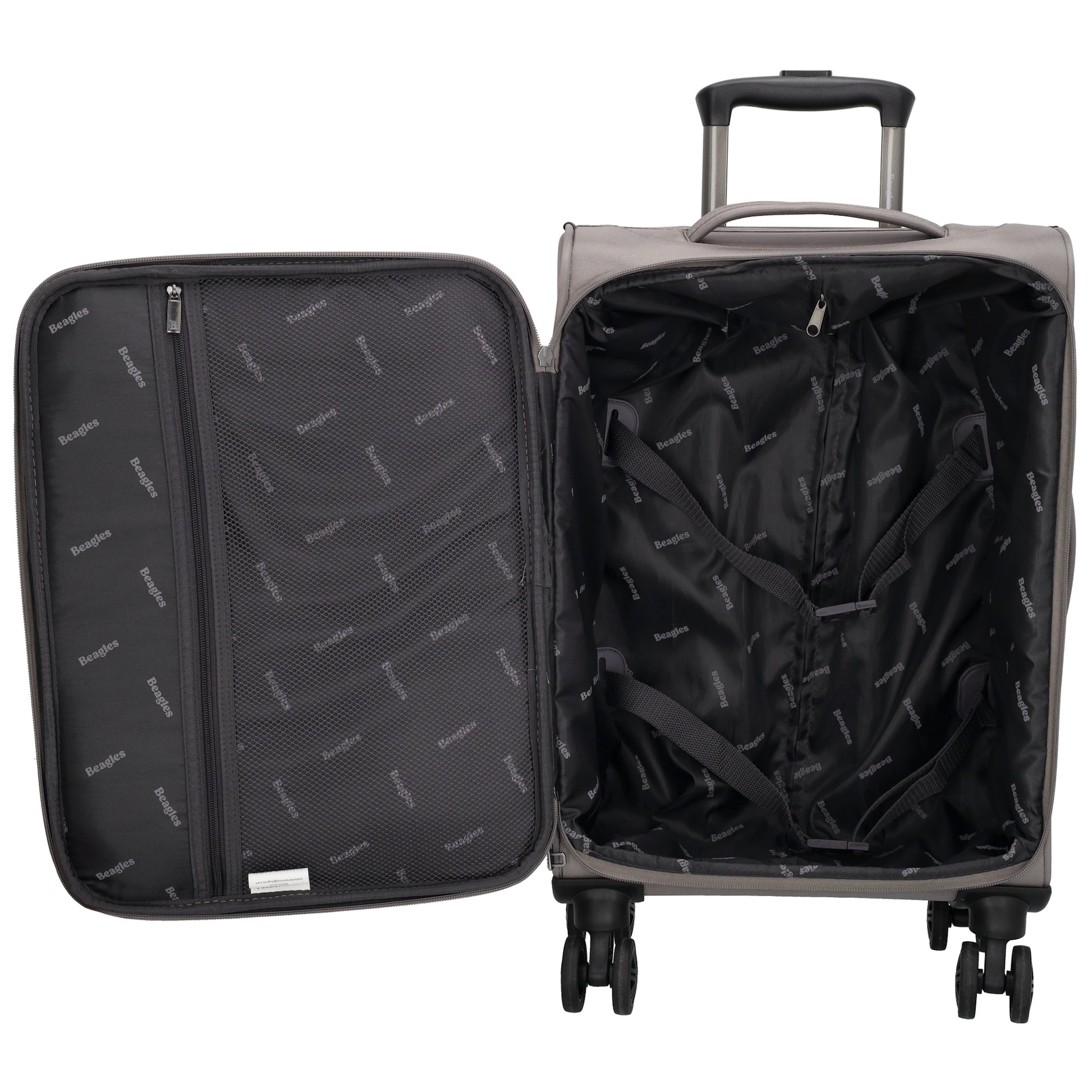 Reisetrolley|Weichgepäck 55cm in Taupe mit 4-Rad - leder-accessoires.com