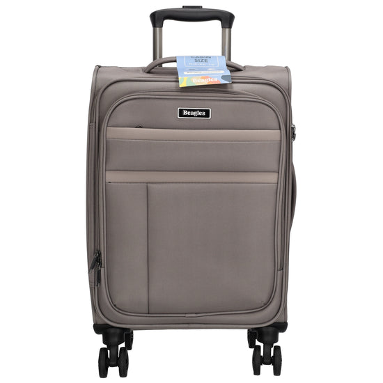 Reisetrolley|Weichgepäck 55cm in Taupe mit 4-Rad - leder-accessoires.com