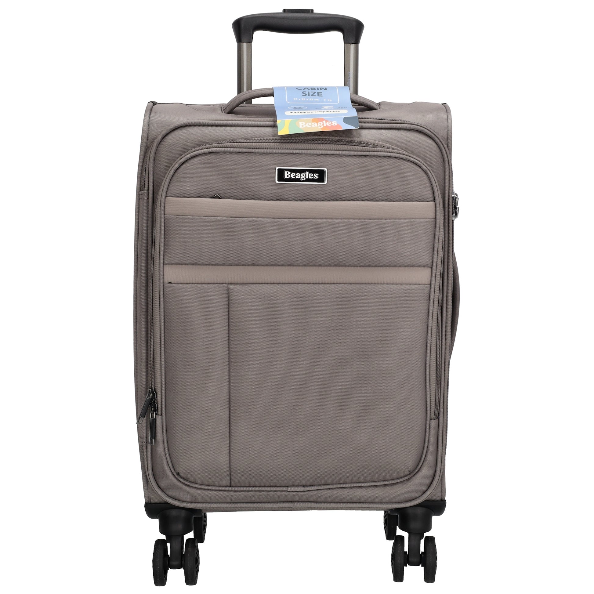 Reisetrolley|Weichgepäck 55cm in Taupe mit 4-Rad - leder-accessoires.com