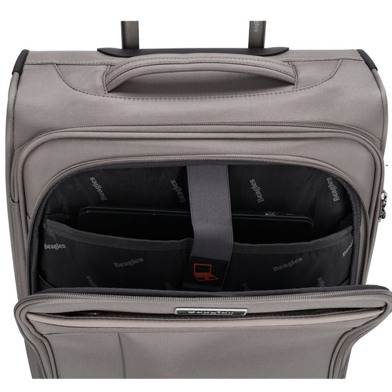 Reisetrolley|Weichgepäck 55cm in Taupe mit 4-Rad - leder-accessoires.com