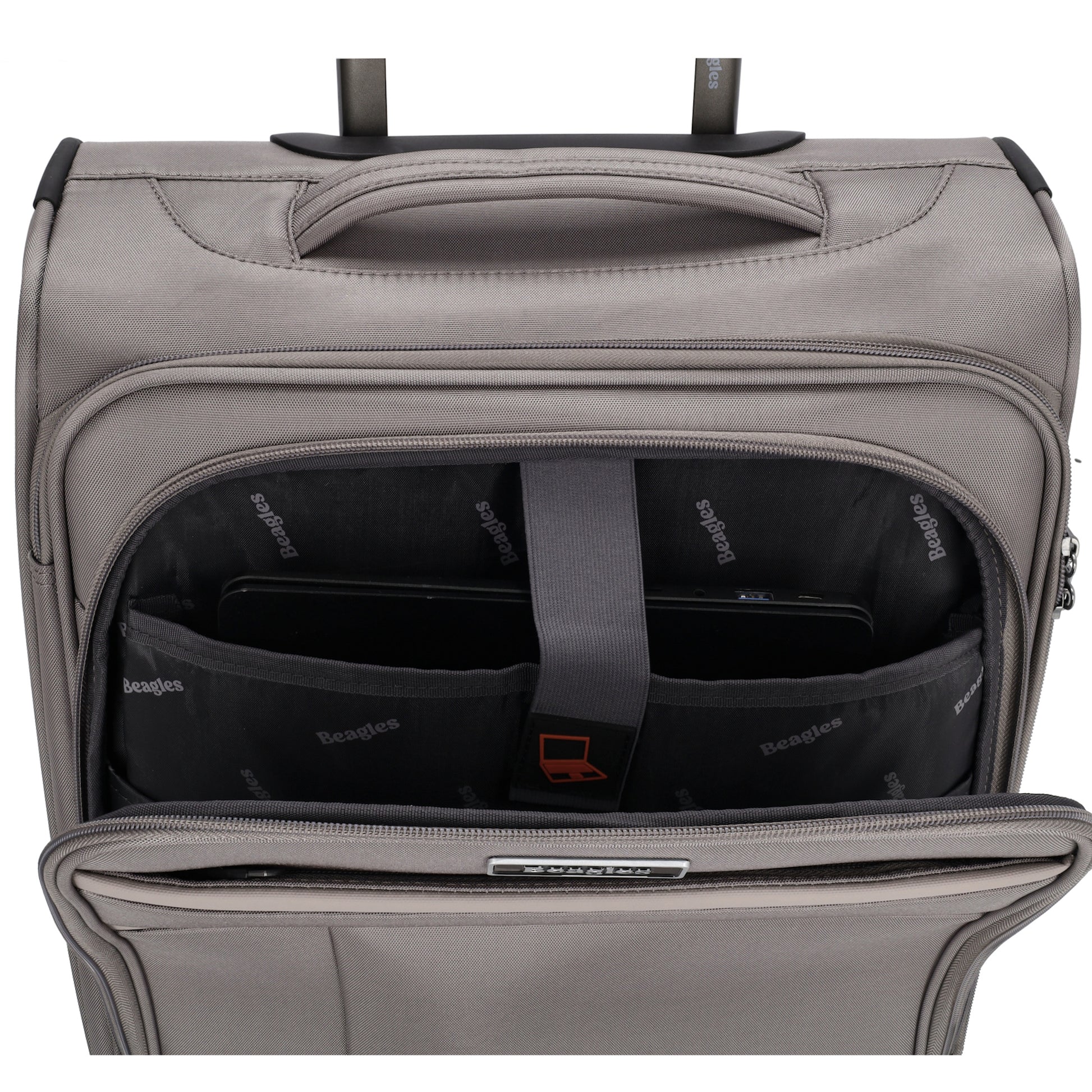 Reisetrolley|Weichgepäck 55cm in Taupe mit 4-Rad - leder-accessoires.com