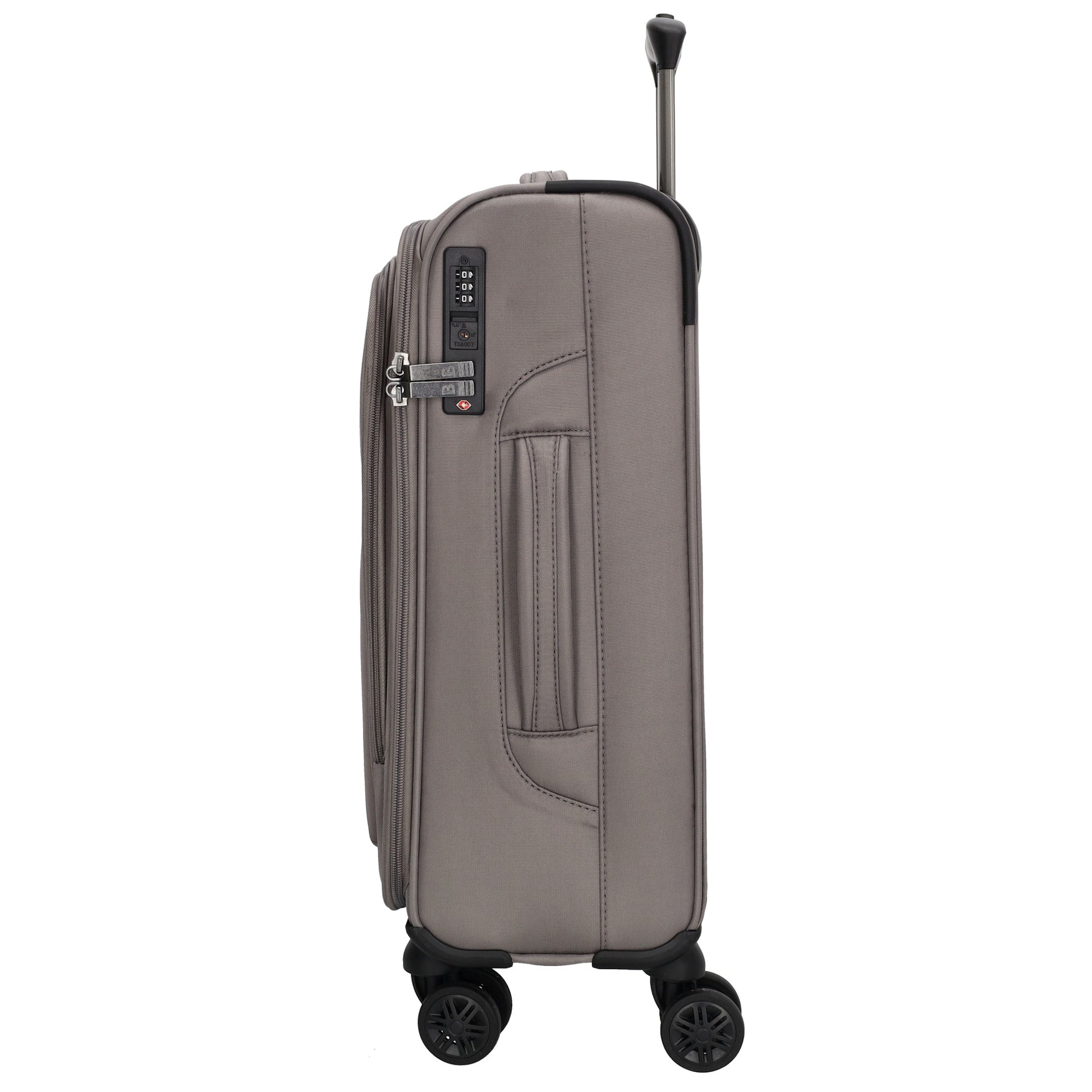 Reisetrolley|Weichgepäck 55cm in Taupe mit 4-Rad - leder-accessoires.com