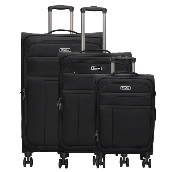 Reisetrolley|Weichgepäck im SET 76|66|57cm in Schwarz mit 4-Rad - leder-accessoires.com