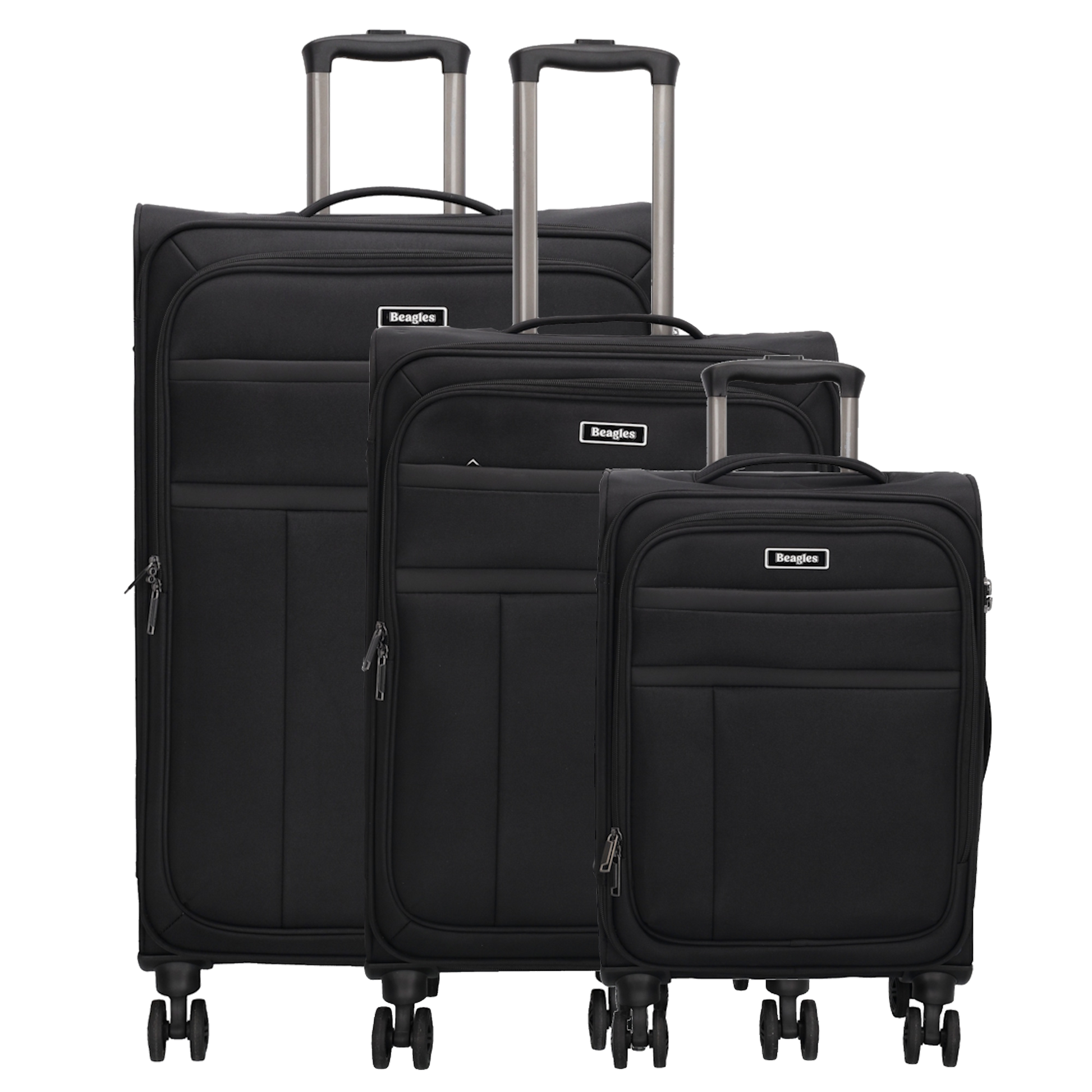 Reisetrolley|Weichgepäck im SET 76|66|57cm in Schwarz mit 4-Rad - leder-accessoires.com