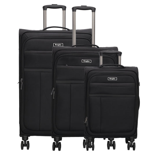 Reisetrolley|Weichgepäck im SET 76|66|57cm in Schwarz mit 4-Rad - leder-accessoires.com