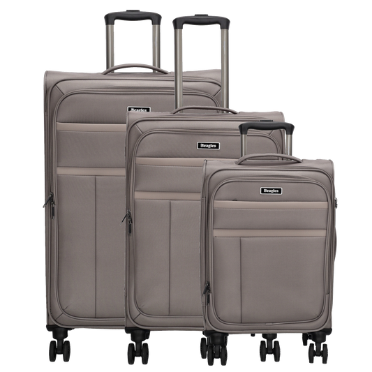 Reisetrolley|Weichgepäck im SET 76|66|57cm in Taupe mit 4-Rad - leder-accessoires.com