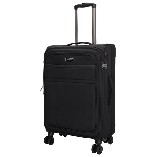 Reisetrolley|Weichgepäck 66cm in Schwarz mit 4-Rad - leder-accessoires.com