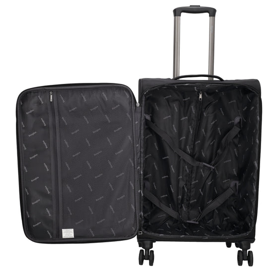 Reisetrolley|Weichgepäck 66cm in Schwarz mit 4-Rad - leder-accessoires.com