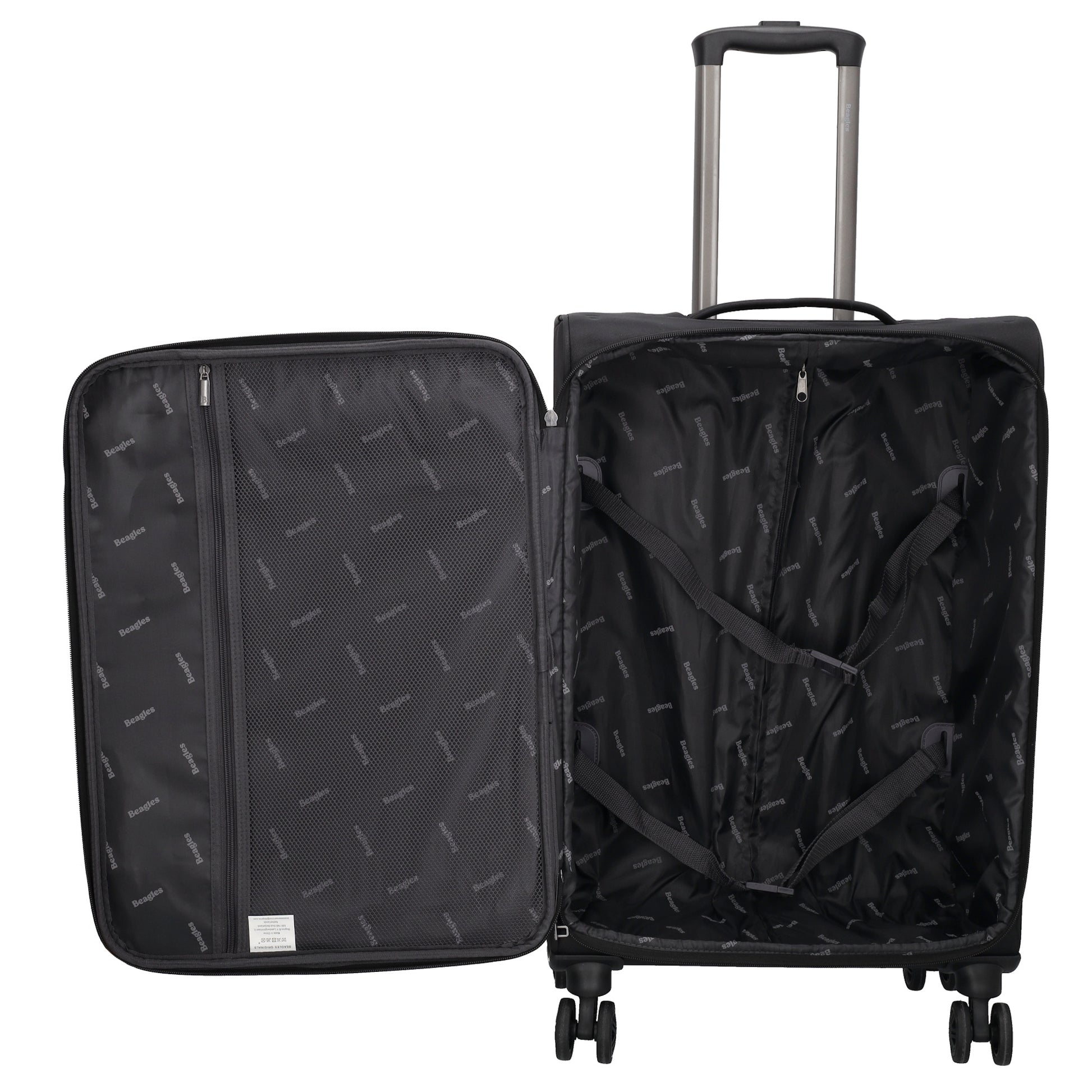 Reisetrolley|Weichgepäck 66cm in Schwarz mit 4-Rad - leder-accessoires.com