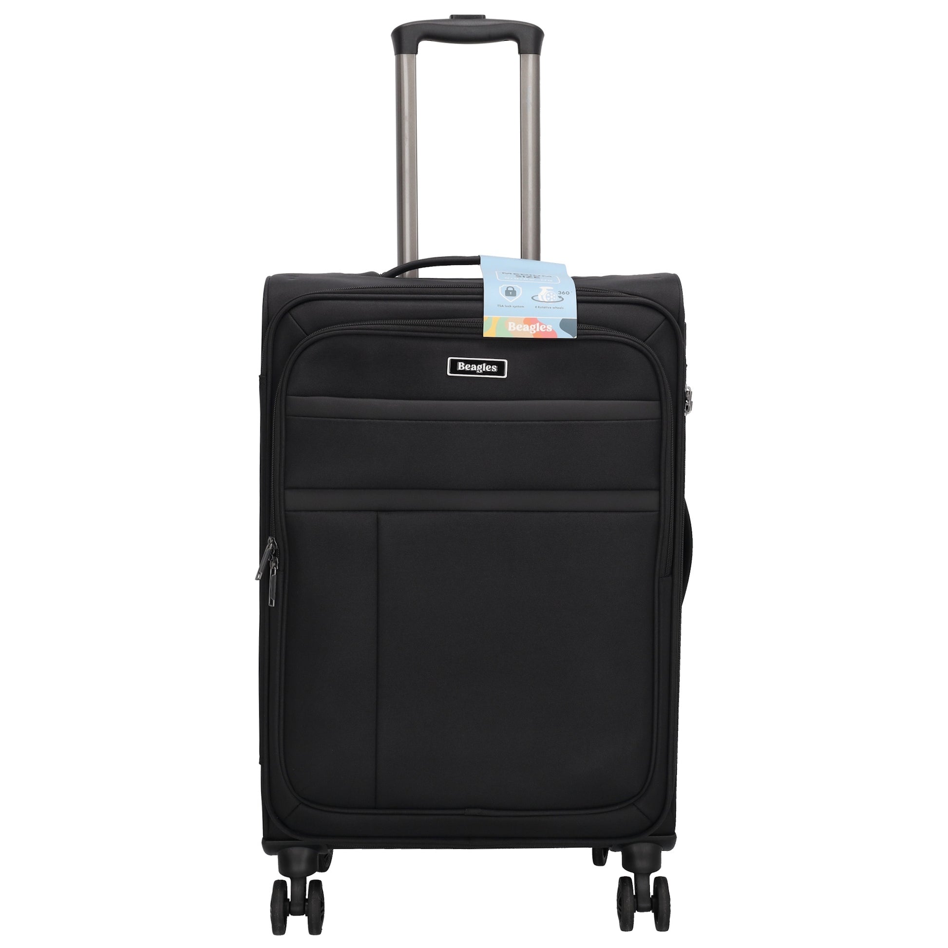 Reisetrolley|Weichgepäck 66cm in Schwarz mit 4-Rad - leder-accessoires.com