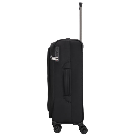 Reisetrolley|Weichgepäck 66cm in Schwarz mit 4-Rad - leder-accessoires.com