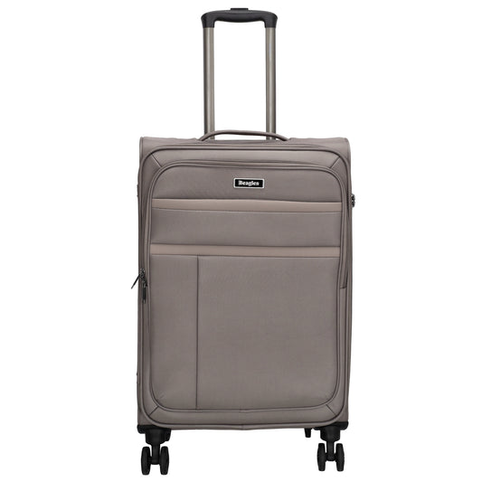 Reisetrolley|Weichgepäck 66cm in Taupe mit 4-Rad - leder-accessoires.com