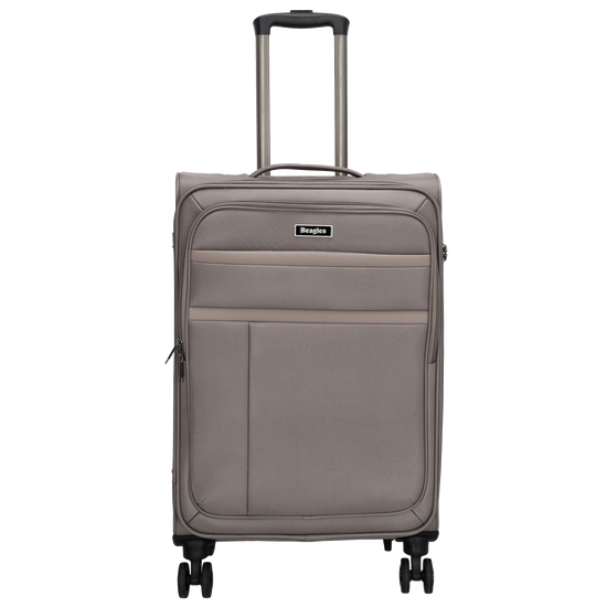 Reisetrolley|Weichgepäck 66cm in Taupe mit 4-Rad - leder-accessoires.com
