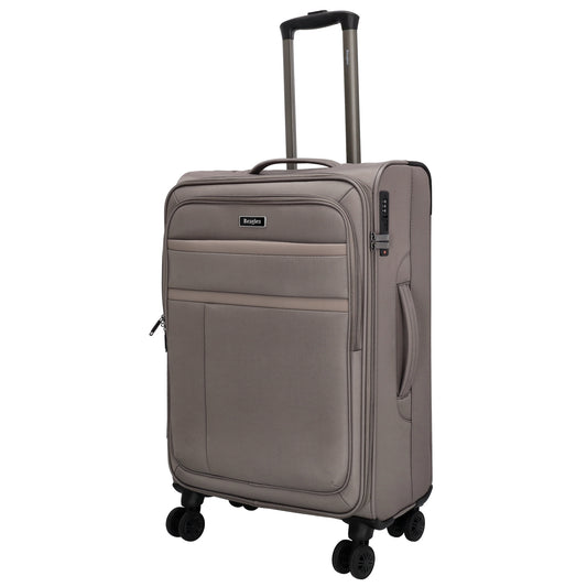 Reisetrolley|Weichgepäck 66cm in Taupe mit 4-Rad - leder-accessoires.com
