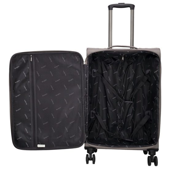 Reisetrolley|Weichgepäck 66cm in Taupe mit 4-Rad - leder-accessoires.com