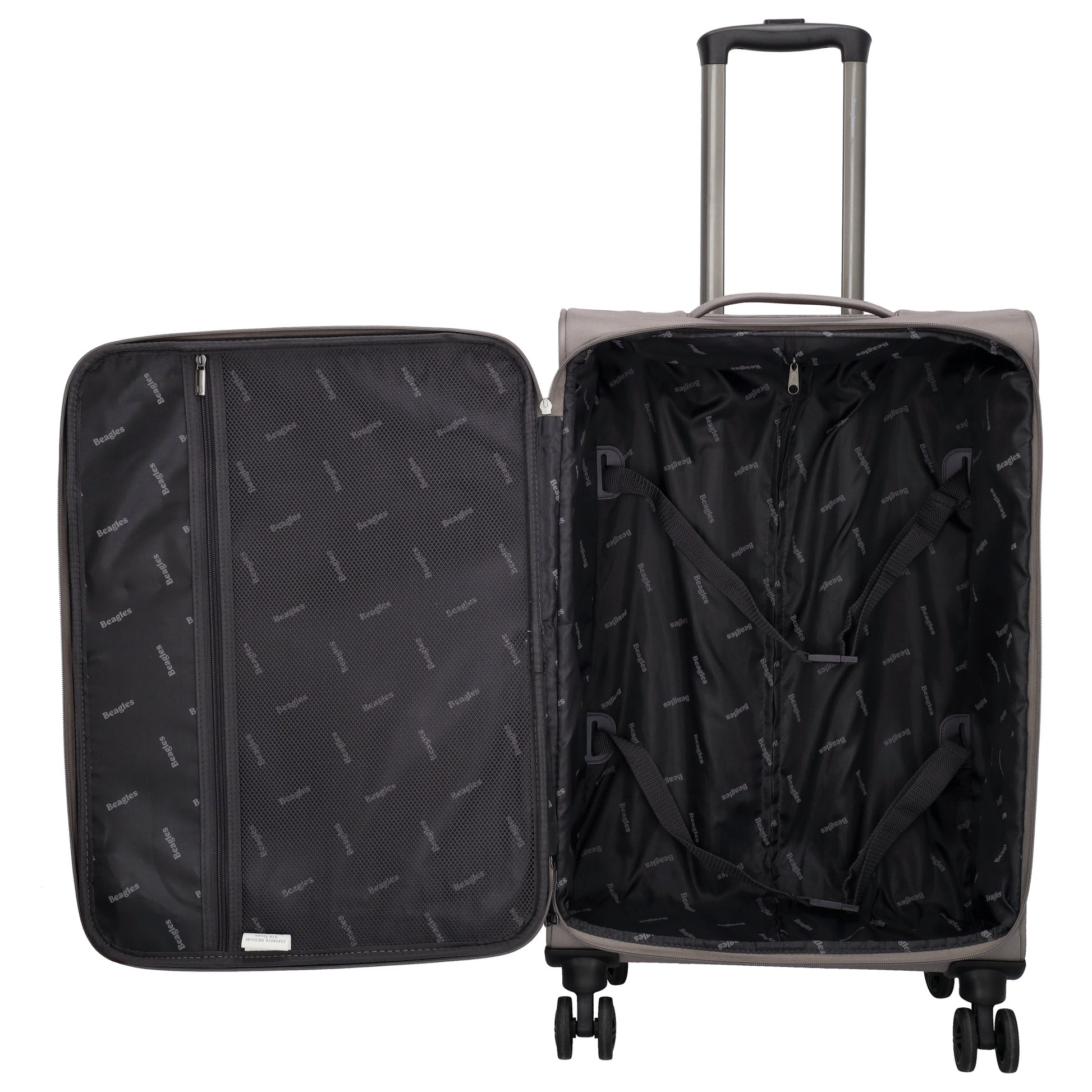 Reisetrolley|Weichgepäck 66cm in Taupe mit 4-Rad - leder-accessoires.com