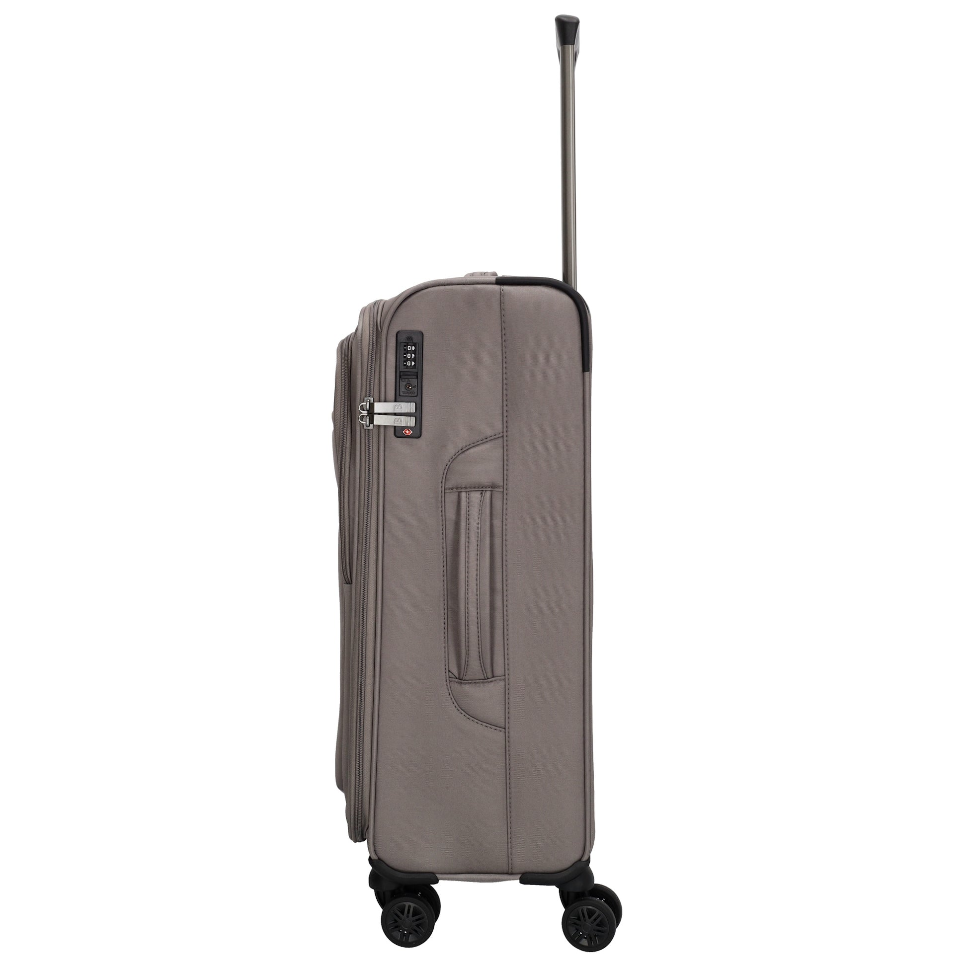 Reisetrolley|Weichgepäck 66cm in Taupe mit 4-Rad - leder-accessoires.com