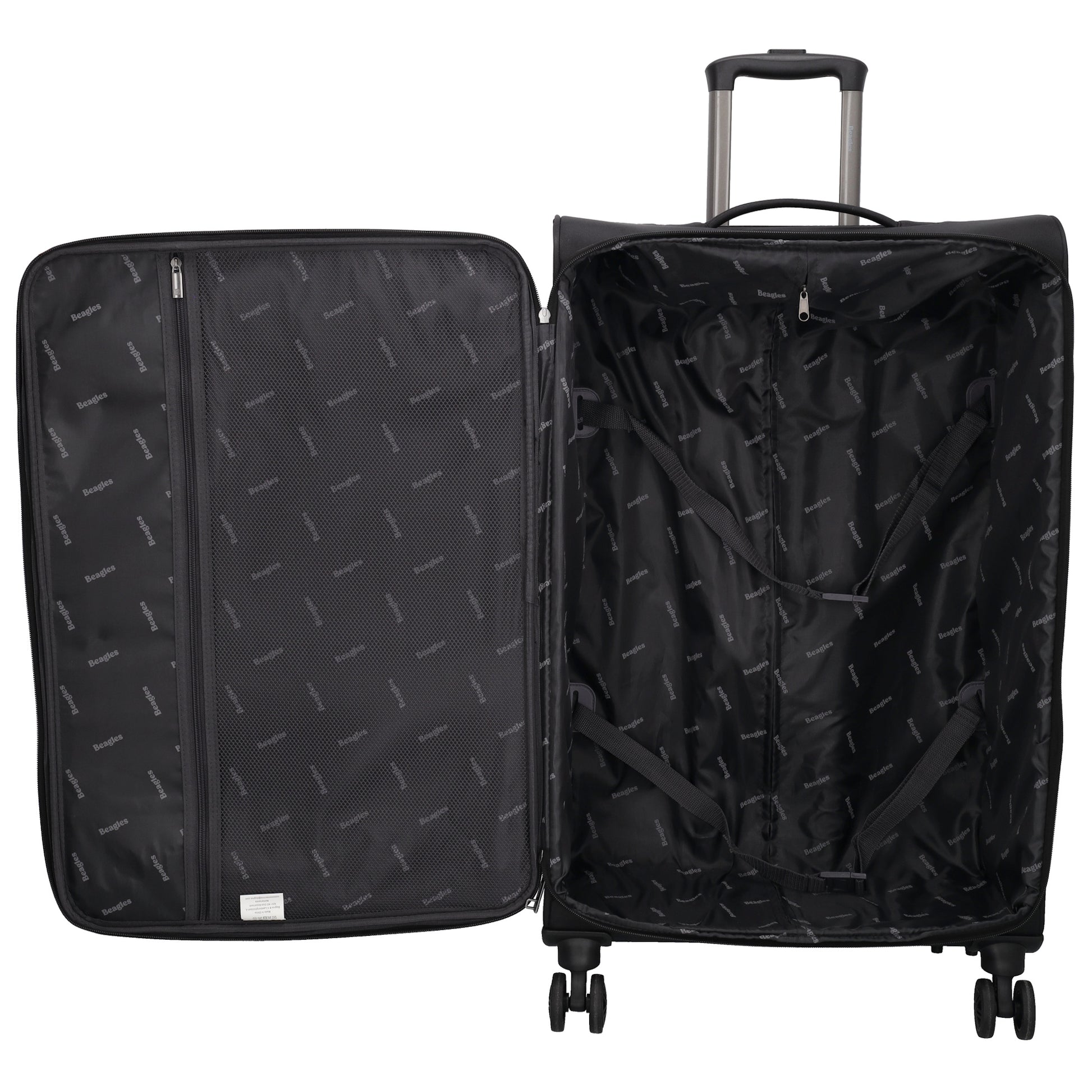 Reisetrolley|Weichgepäck 76cm in Schwarz mit 4-Rad - leder-accessoires.com