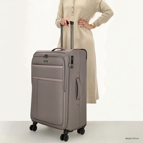 Reisetrolley|Weichgepäck 76cm in Taupe mit 4-Rad - leder-accessoires.com