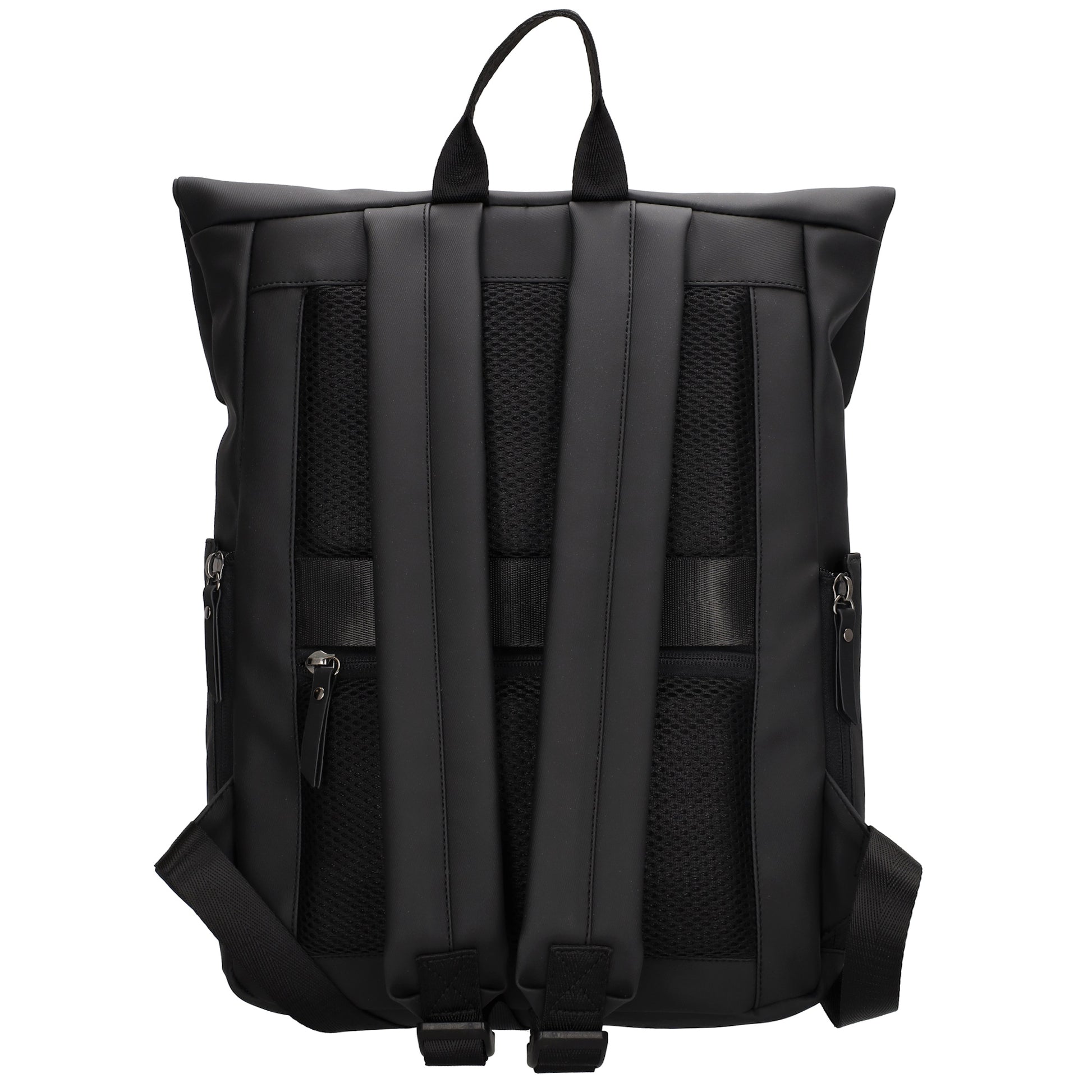 Cityrucksack 36x28cm in Schwarz mit Umschlag und Reißverschluss - leder-accessoires.com