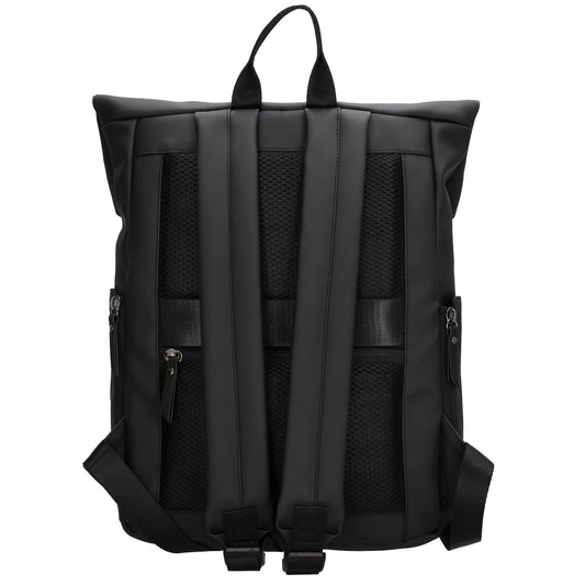 Cityrucksack 36x28cm in Schwarz mit Umschlag und Reißverschluss - leder-accessoires.com