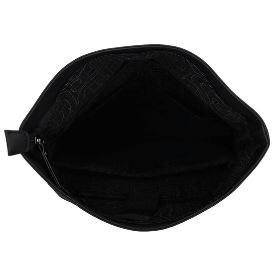 Cityrucksack 36x28cm in Schwarz mit Umschlag und Reißverschluss - leder-accessoires.com