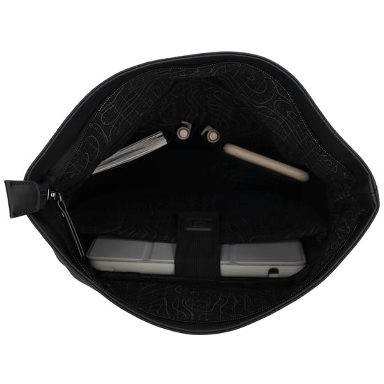 Cityrucksack 36x28cm in Schwarz mit Umschlag und Reißverschluss - leder-accessoires.com