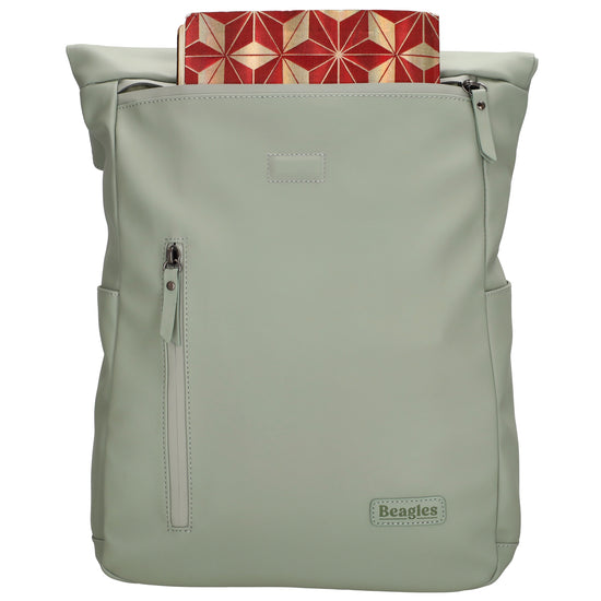 Cityrucksack 36x28cm in Mint mit Umschlag und Reißverschluss - leder-accessoires.com