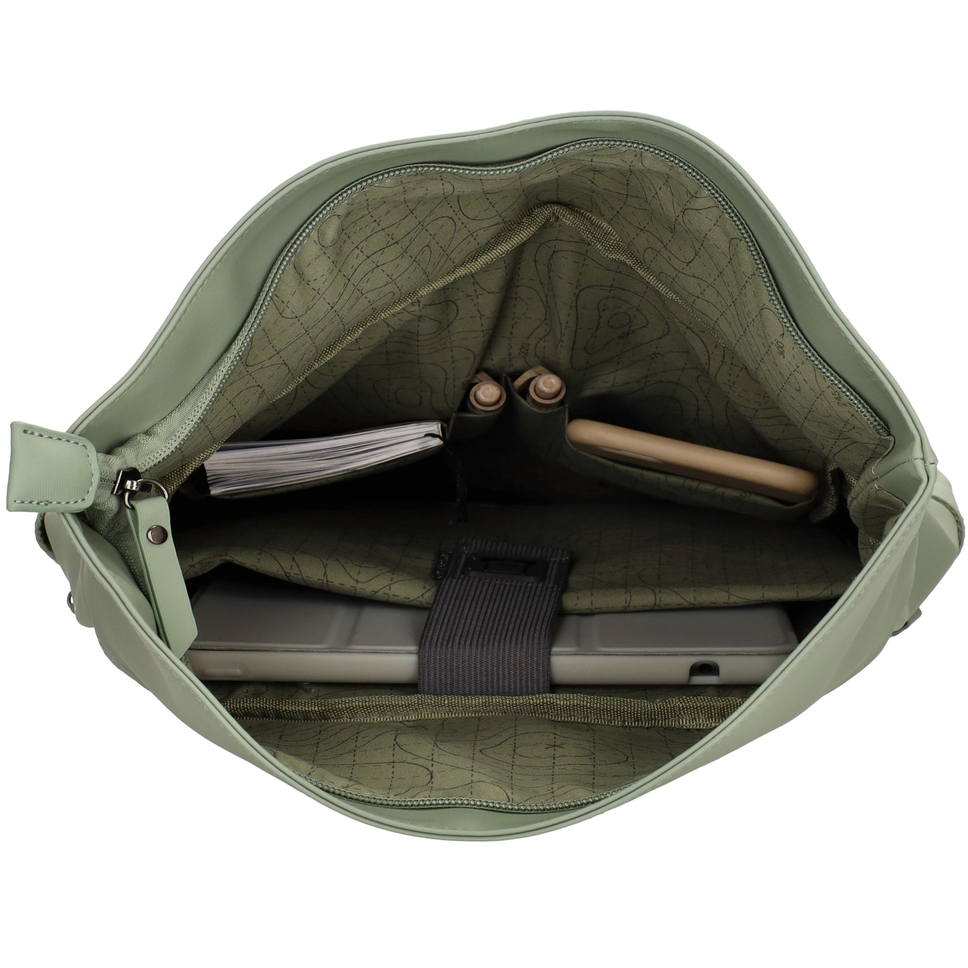 Cityrucksack 36x28cm in Mint mit Umschlag und Reißverschluss - leder-accessoires.com