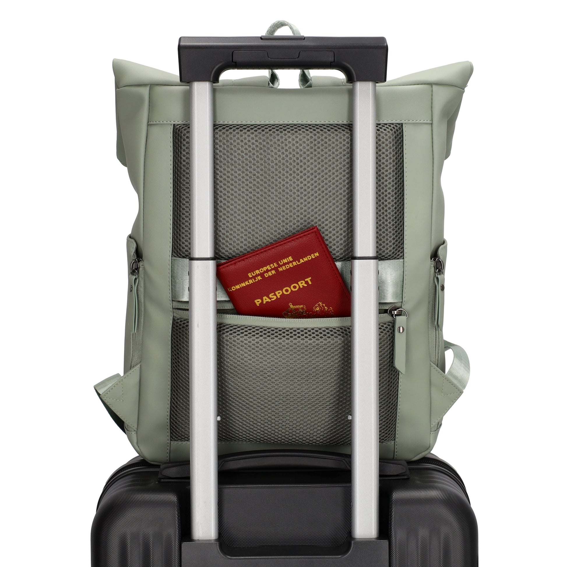 Cityrucksack 36x28cm in Mint mit Umschlag und Reißverschluss - leder-accessoires.com